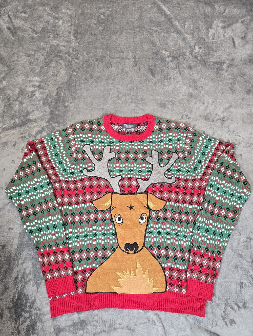 33 Degrees Reindeer Christmas Sweater Size XL Ugly Xmas Knit